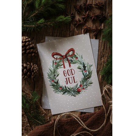 Majas Julkort God Jul ( med krans )