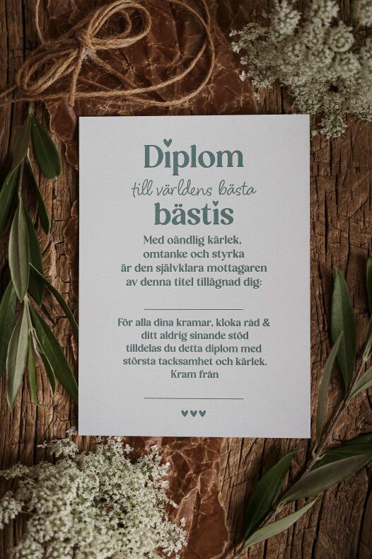 Majas Vykort Diplom till dig k�ra b�stis!